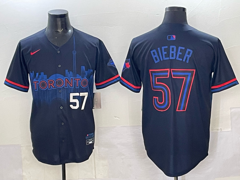 Men 2025 Toronto Blue Jays 57 Bieber Blue Nike MLB Jersey 006